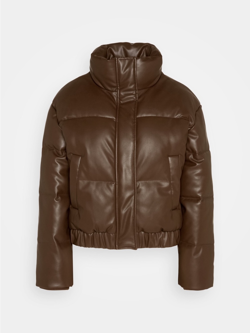 Abercrombie & Fitch Chocolate Brown Faux-Leather Puffer Jacket in Size M